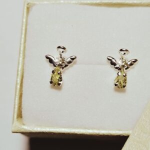 Aretes broquel de plata angelitos con circonia