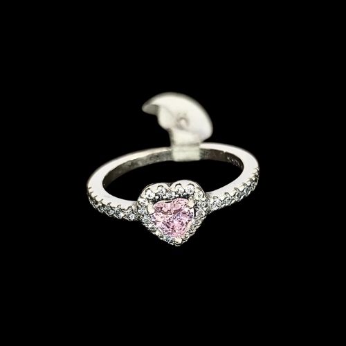 Anillo inspiración PANDORA corazón rosa
