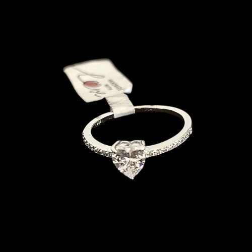 Anillo de promesa corazón con circonias blancas