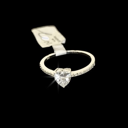 Anillo de promesa corazón con circonias blancas