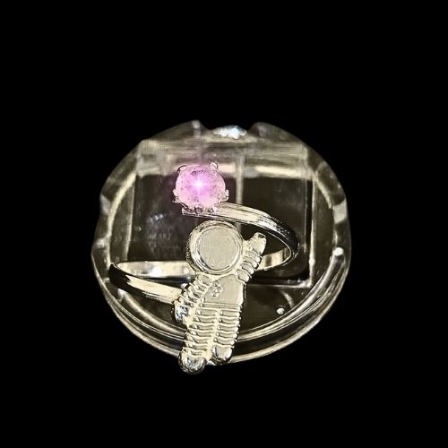Anillo de astronauta ajustable con circonia rosa