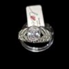 Anillo  circonia ovalada con acabado diamantado #10