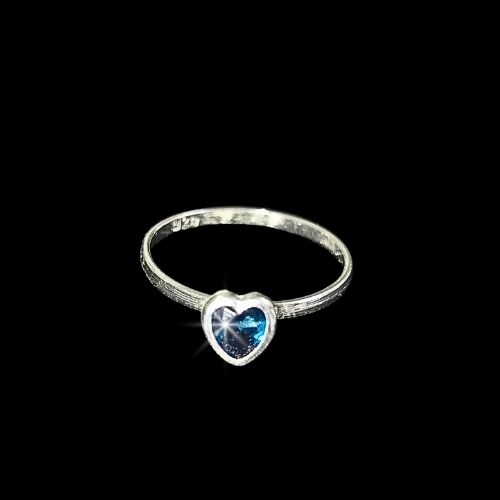 Anillo biselado corazón azul liso