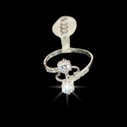 Anillo corazones con circonias blancas #9