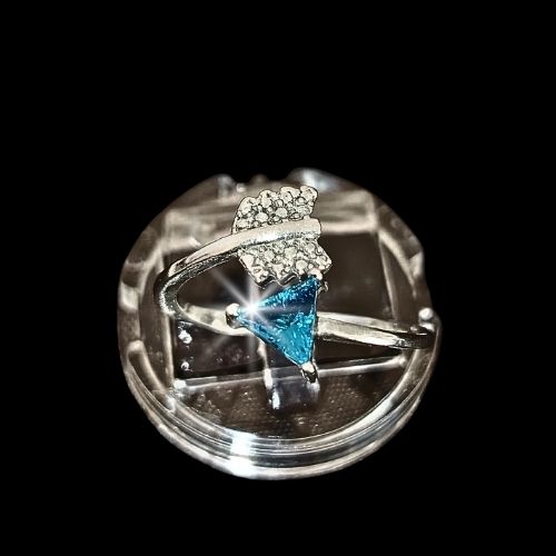 Anillo flecha azul con plata negra #8