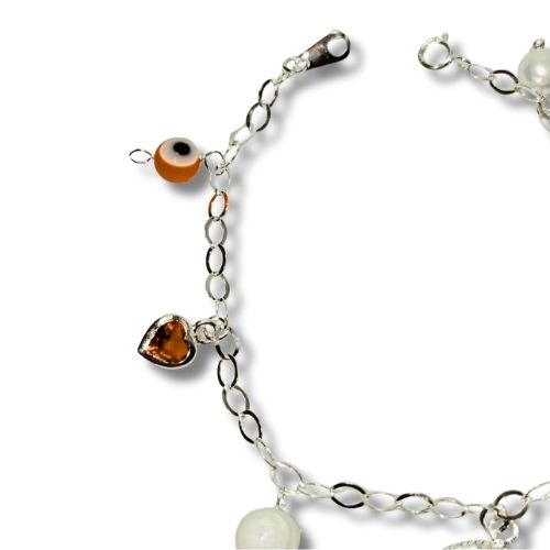 Pulsera mexicana corazones y perlas