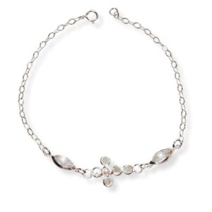 Pulsera cruz con circonias blancas biseladas
