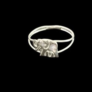 Anillo de elefante liso en plata #7